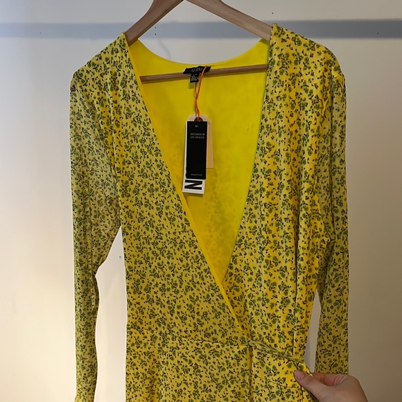 Floral Yellow Wrap Around Floor Length Dress - Picture 7 of 8